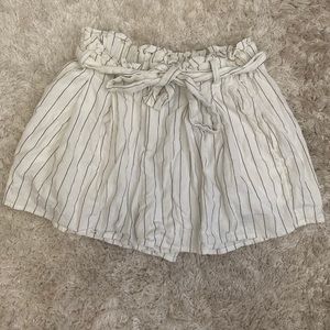 Altar'd State White Striped Paper Bag Shorts